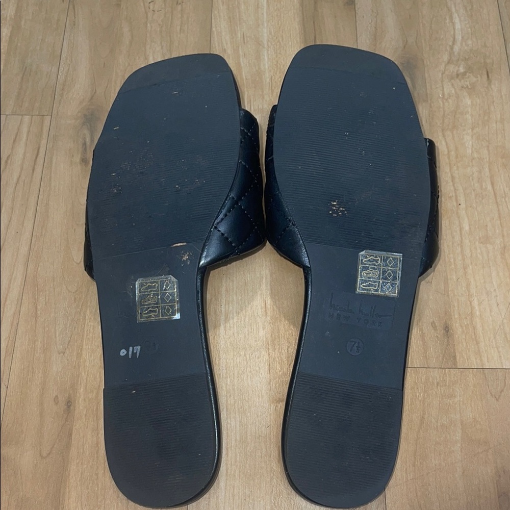 Black Quilted Open-Toe Sandals - Picture 6 of 6